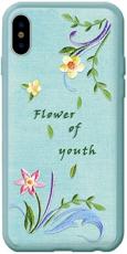 Devia Flower Embroidery case для iPhone X light green