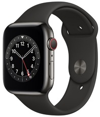 Apple Watch Series 6 GPS + Cellular 44mm Stainless Steel Case with Sport Band graphite black