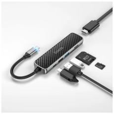 Hoco Hub HB24/ USB-концентратор Type-C/ Хаб Easy display HDMI + USB3.0 + USB2.0 + SD + TF MicroSD + PD для MacBook Apple и Windows