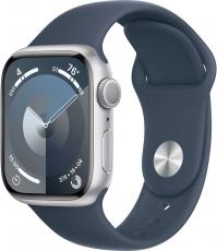 Apple Watch Series 9 45mm Aluminium Case with Sport Band silver/storm blue (размер M/L)