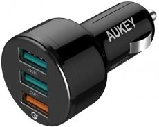 Aukey CC-T11 3-port 42W (Quick Charge 3.0 + 2 AiPower Ports + кабель USB Type-c) black