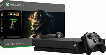 Купить Microsoft Xbox One X 1 Тб black + игра Fallout 76: цена 28900 ₽ в СПб – интернет-магазин Центр Связи Microsoft Xbox One X 1 Тб black + игра Fallout 76