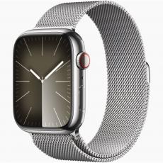Apple Watch Series 9 45mm Stainless Steel Case with Milanese Loop silver