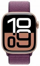 Apple Watch Series 10 46mm Aluminum Case with Sport Loop rose gold/plum