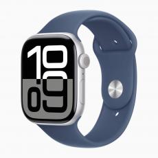Apple Watch Series 10 42mm Aluminum Case with Sport Band silver/denim (размер M/L)