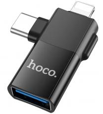 Hoco UA17 2in1 OTG USB-A - USB-C / lightning black