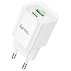 Hoco СЗУ C147A USB-A + USB-C, PD20W, QC3.0 white