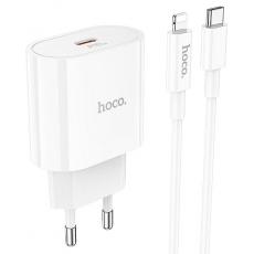 Hoco cетевое зарядное устройство C94A с кабелем Type-C - Lightning white