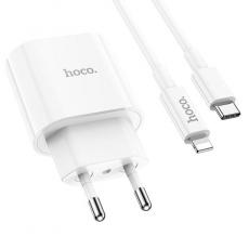 Hoco cетевое зарядное устройство C94A с кабелем Type-C - Lightning white