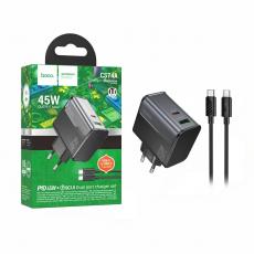 Hoco СЗУ CS74A 45W с кабелем black