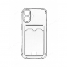 Силиконовый чехол с карманом для iPhone 16 прозрачный